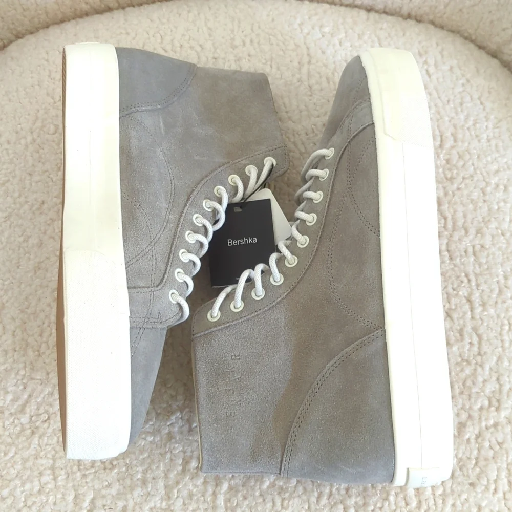 Bershka Gray High-Top Sneakers - Picture 4 of 12